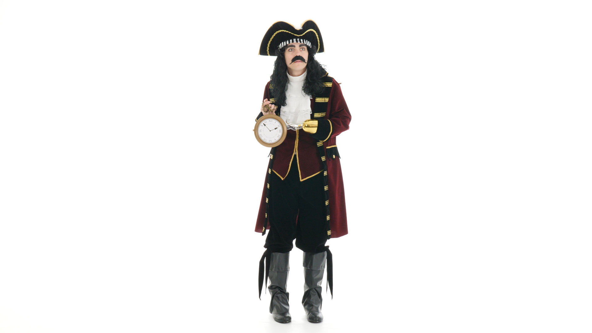 This Captain Hook Pirate Costume is great for plays or Halloween.  Be sure to get a curly mustache and wig to go along with the costume and pirate hat.  Peter Pan will have his work cut out for him.